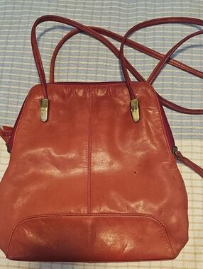 Smooth Red Leather Crossbody Backpack